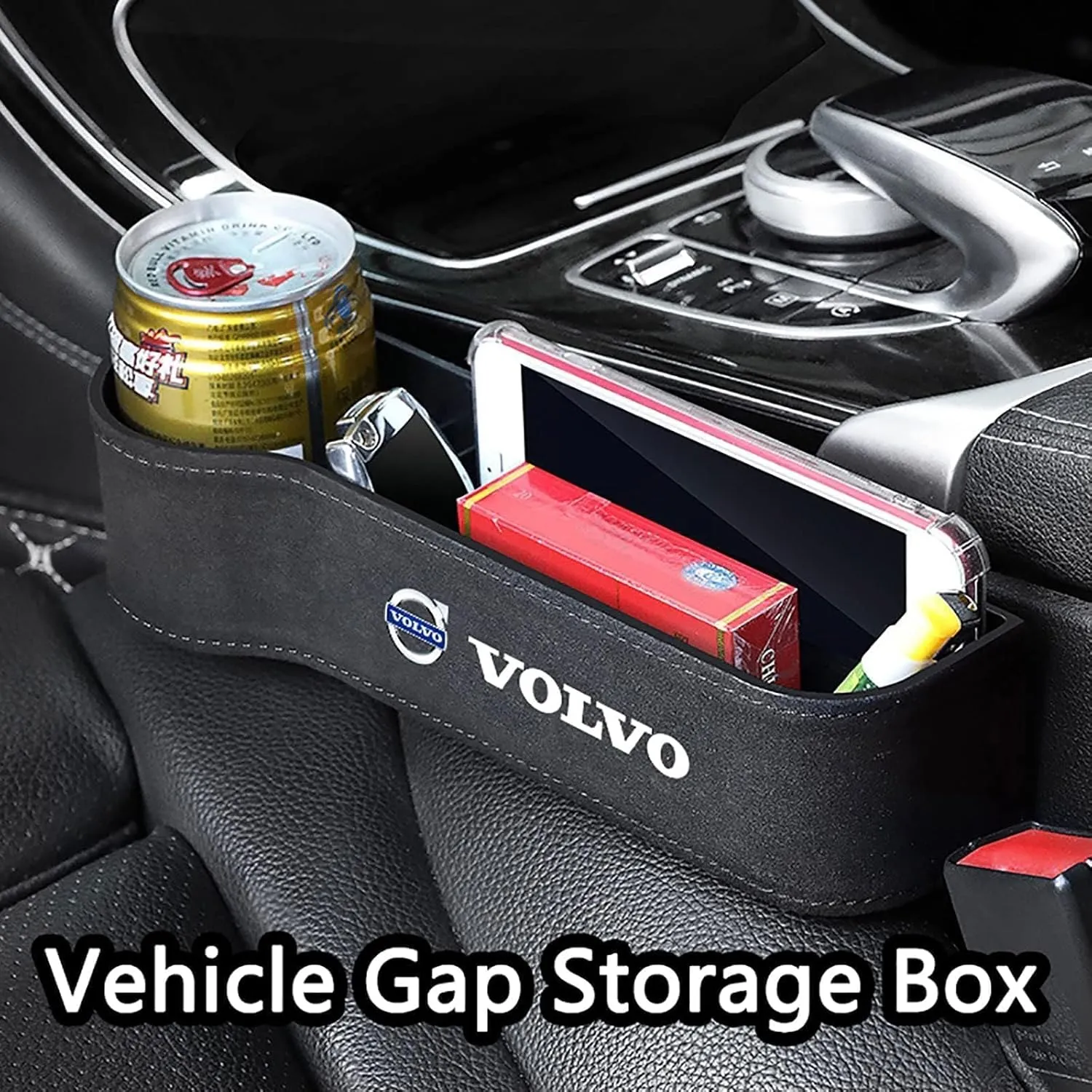 Car Seat Storage Box for Volvo XC60 XC90 XC40 S90 S60 Series Car Seat Gap Organizer Seat Side Bag Reserved Charging Cable Hole Car Accessories,B