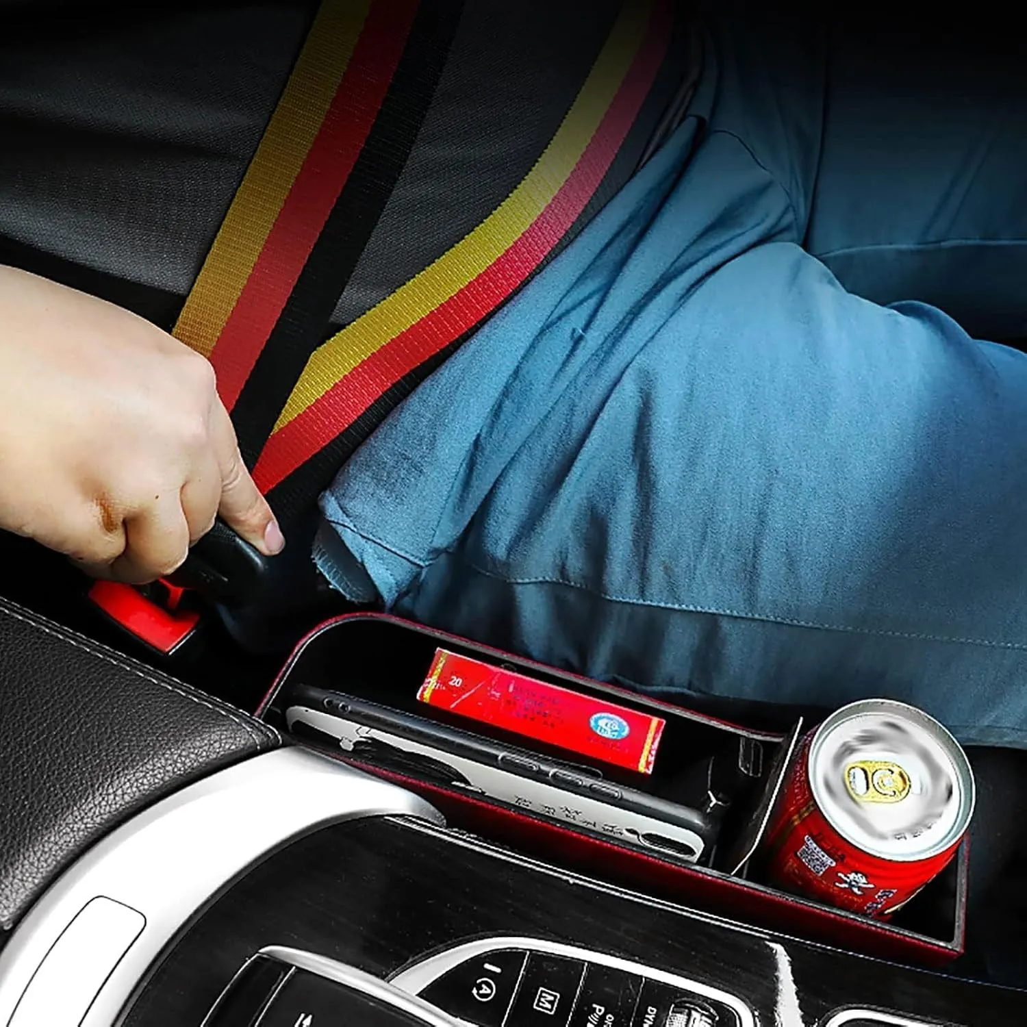 Car Seat Storage Box for Volvo XC60 XC90 XC40 S90 S60 Series Car Seat Gap Organizer Seat Side Bag Reserved Charging Cable Hole Car Accessories,B