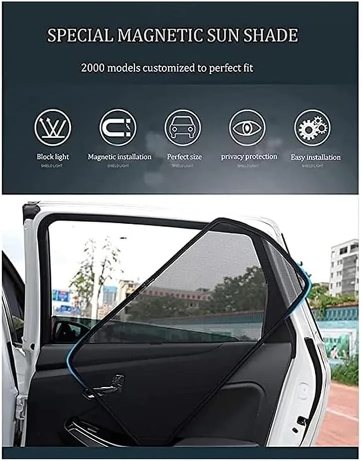 Car Side Window Sunshade for Suzuki Vitra 2014-2019,High Elastic Material Front Rear Sun Shade Cover UV Protecti Breathable Sun Visor Privacy Protection,H