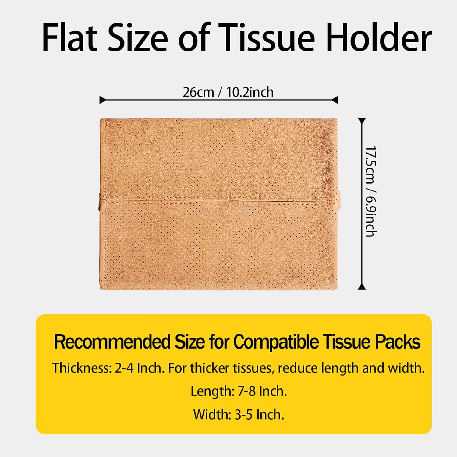 car Tissue Holder Genuine Cowhide Leather,Tissue Refill Box Bag,Real Cow Leather,Decor Portable Napkin Holder for Travel Table Office Desk (Orange Brown)