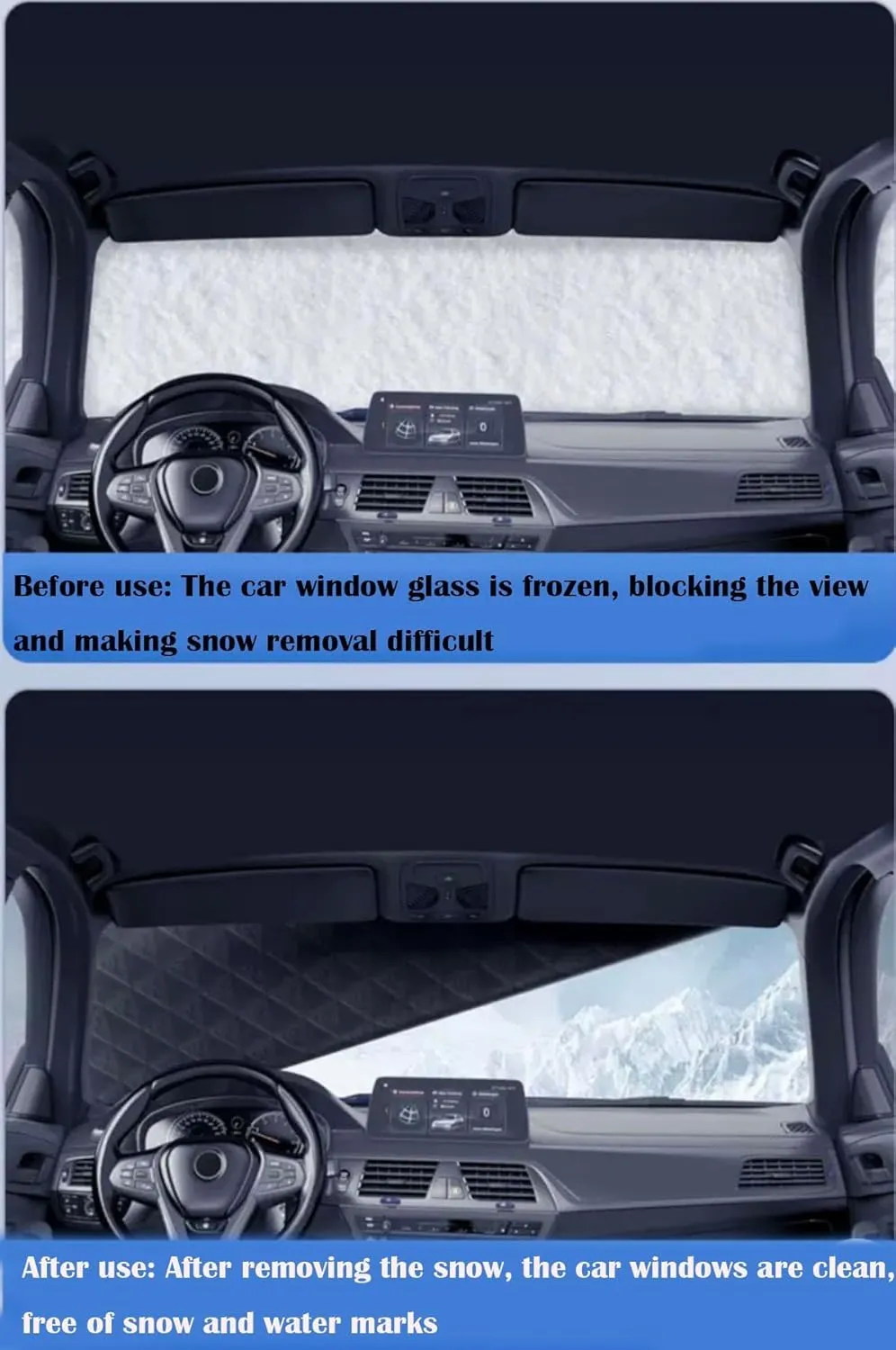 Car Windshield Snow Cover for Nissan Micra K13 Visia First/Acenta/Tekna 2010-2017, Against Ice, All-Weather Winter Magnetic Windshield Frost Cover, Windshield Protectors, Exterior Accessories
