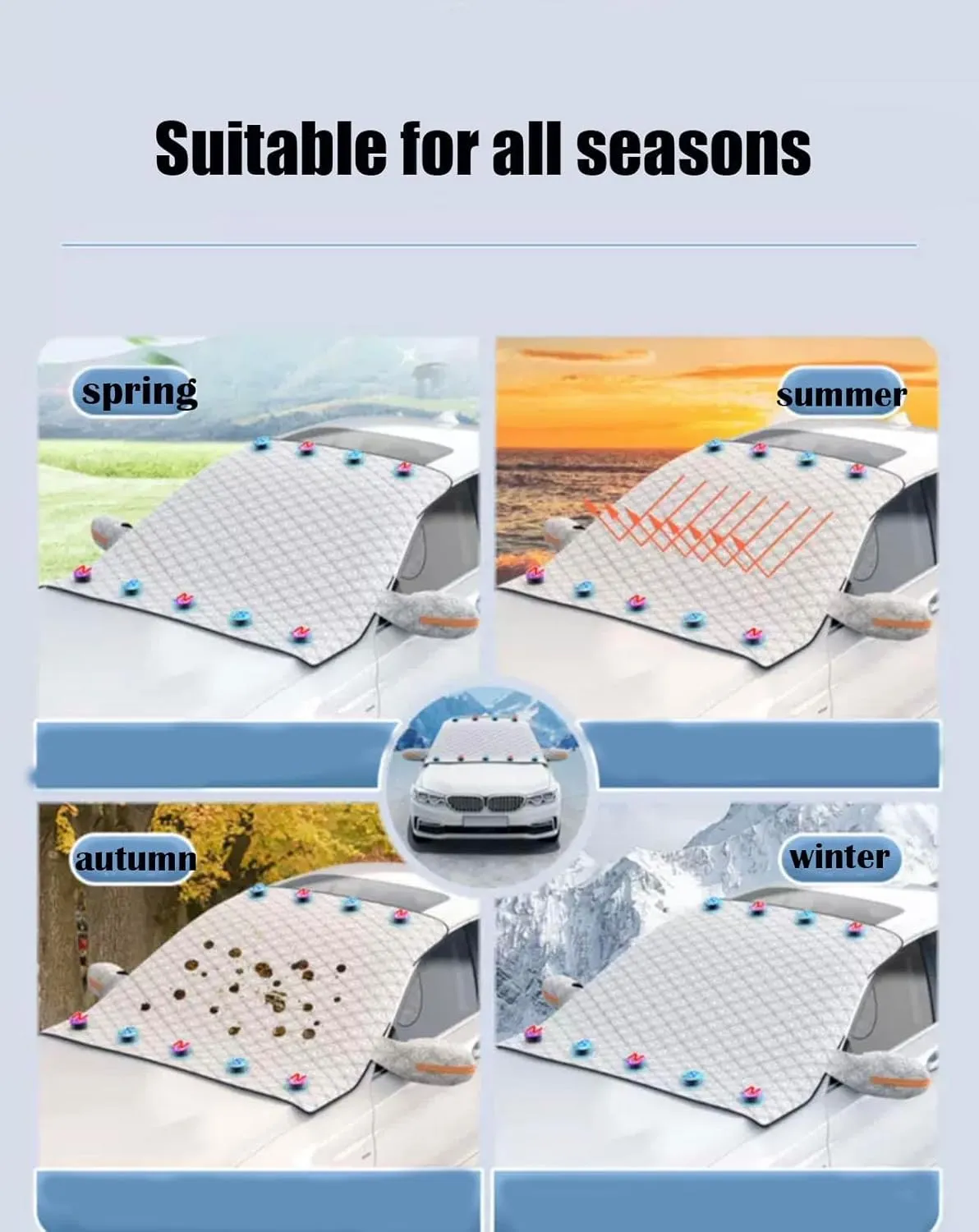 Car Windshield Snow Cover for Nissan Micra K13 Visia First/Acenta/Tekna 2010-2017, Against Ice, All-Weather Winter Magnetic Windshield Frost Cover, Windshield Protectors, Exterior Accessories