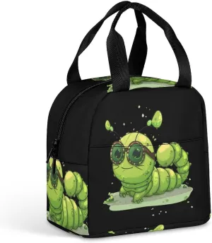 Caterpillar Glasses Insect Bug Lunch Bag for Women Men Insulated Lunch Box Reusable Lunch Tote Bag for Work Picnic