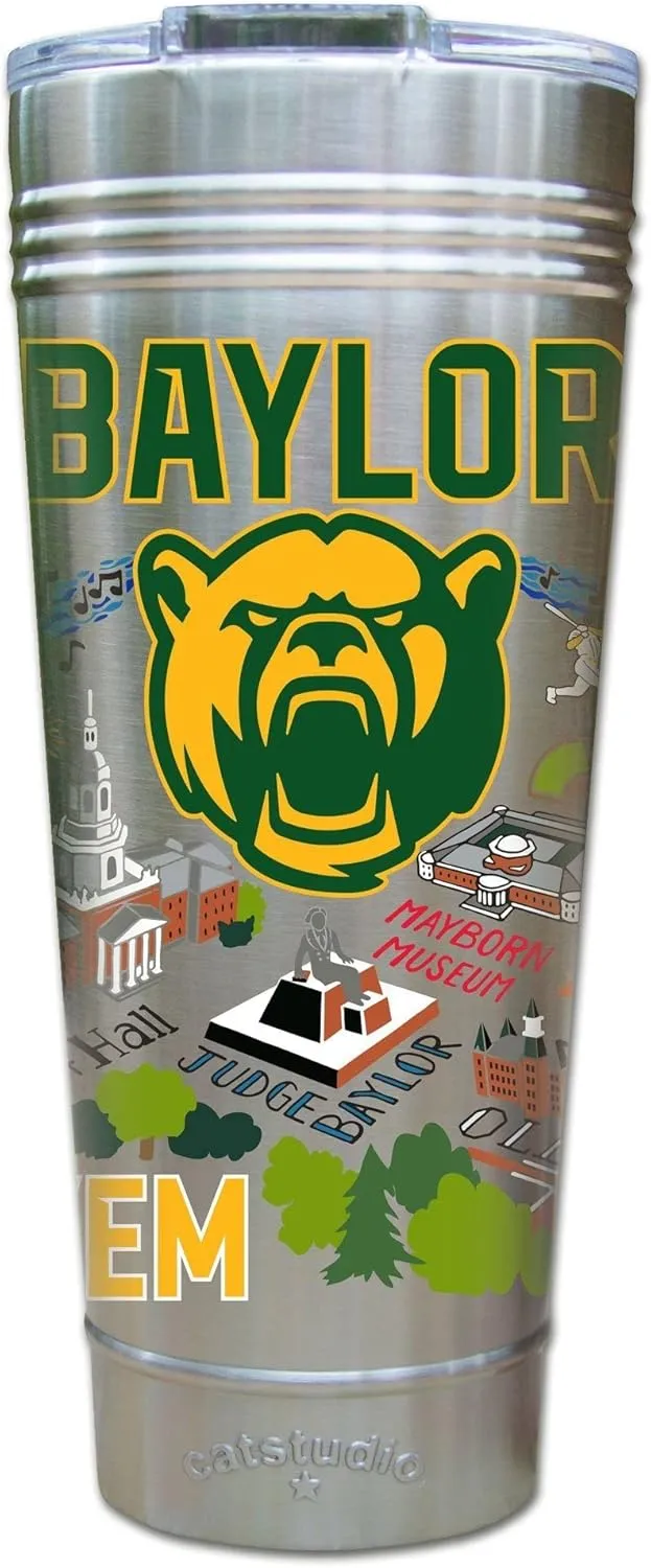 Catstudio Baylor University Collegiate Thermal Tumbler | Triple Wall Insulation With Non Slip Bottom | Great College Travel Cup for Water, Coffee, Tea, or Smoothies