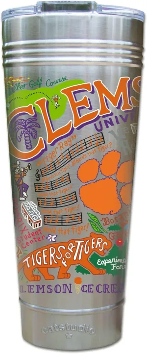 Catstudio Clemson University Collegiate Thermal Tumbler | Triple Wall Insulation With Non Slip Bottom | Great College Travel Cup for Water, Coffee, Tea, or Smoothies