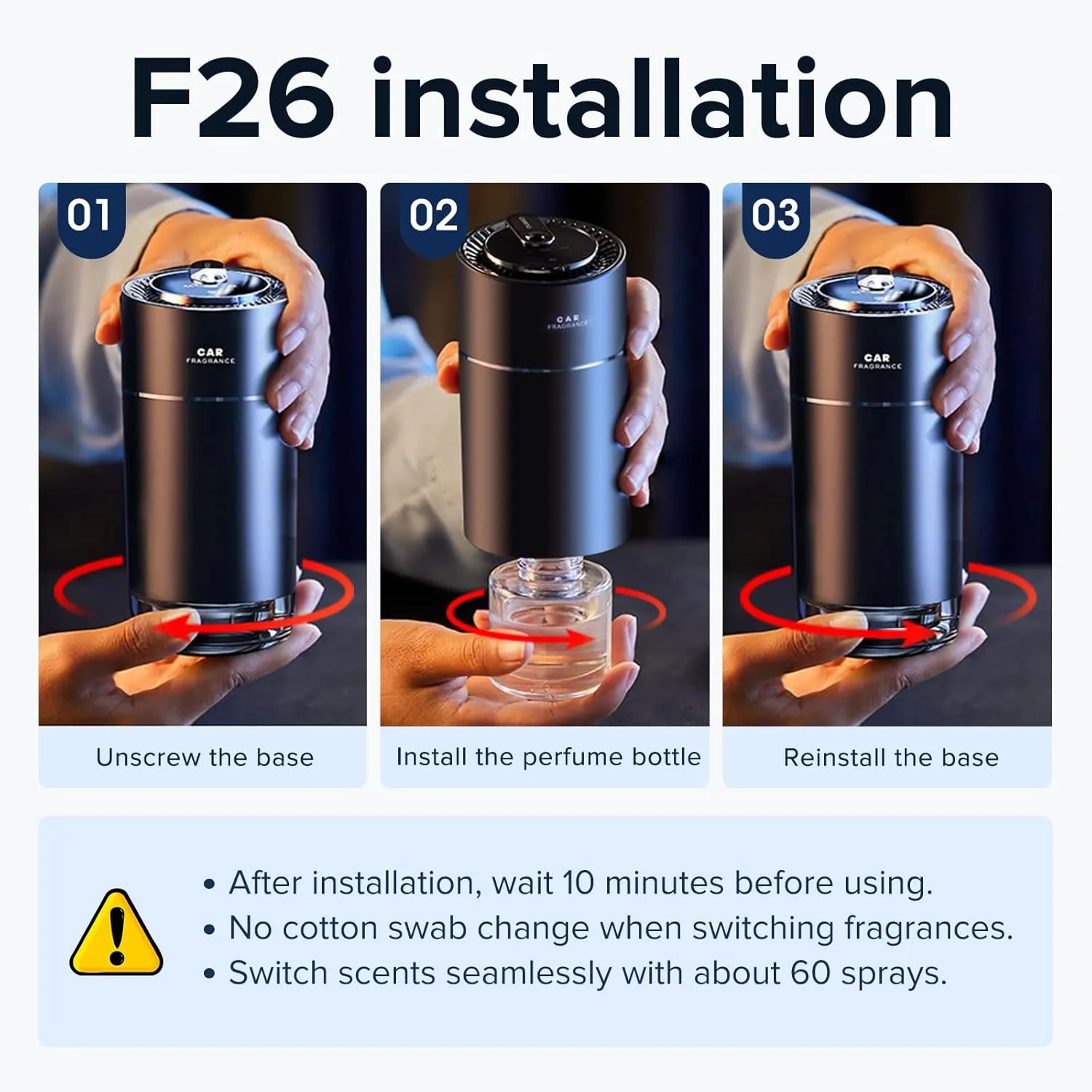 Ceeniu Car Air Fresheners - F26/CF12/F39 Dedicated Perfume Refill - 45ml - Can be Used for 2~6 Months - Made with Natural Plant Extracts - French Imported Fragrance - 17 Varied Scents Available