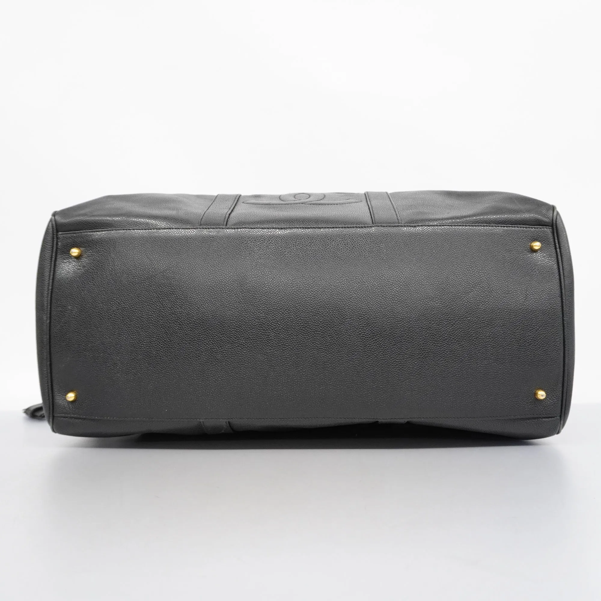 CHANEL  Caviar Skin Women's Caviar Leather Boston Bag Black