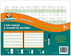 Channie's Visual Dry Erase Number & Alphabet Magnetic Board, Reusable Number & Letter Tracing Board for Kids Ages 3 , with Color-Coded Blocks, Practical 2 Pack   1 Black Marker