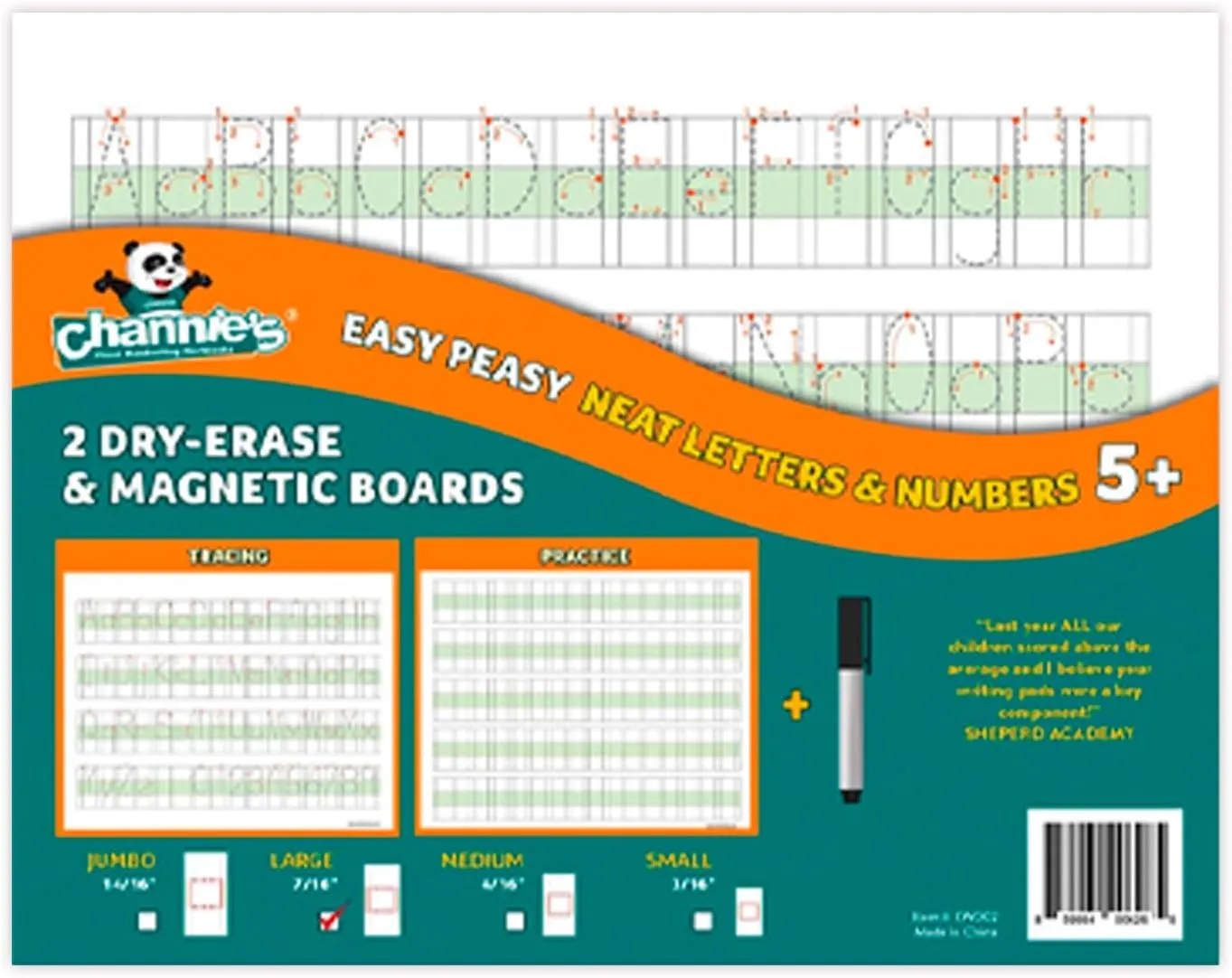 Channie's Visual Dry Erase Number & Alphabet Magnetic Board, Reusable Number & Letter Tracing Board for Kids Ages 3 , with Color-Coded Blocks, Practical 2 Pack   1 Black Marker