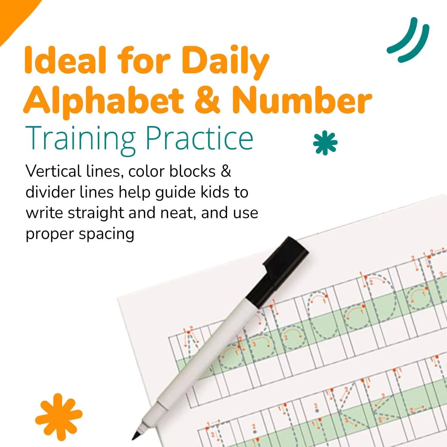 Channie's Visual Dry Erase Number & Alphabet Magnetic Board, Reusable Number & Letter Tracing Board for Kids Ages 3 , with Color-Coded Blocks, Practical 2 Pack   1 Black Marker