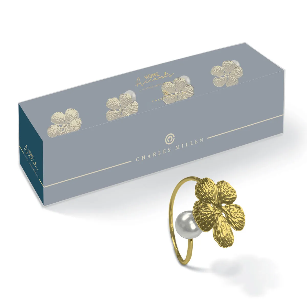 Charles Millen Signature Home Accents Collection Napkin Ring 4 Piece Set, Julia