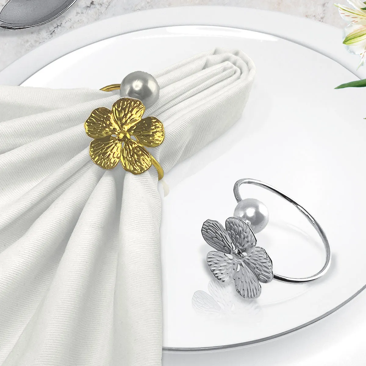 Charles Millen Signature Home Accents Collection Napkin Ring 4 Piece Set, Julia