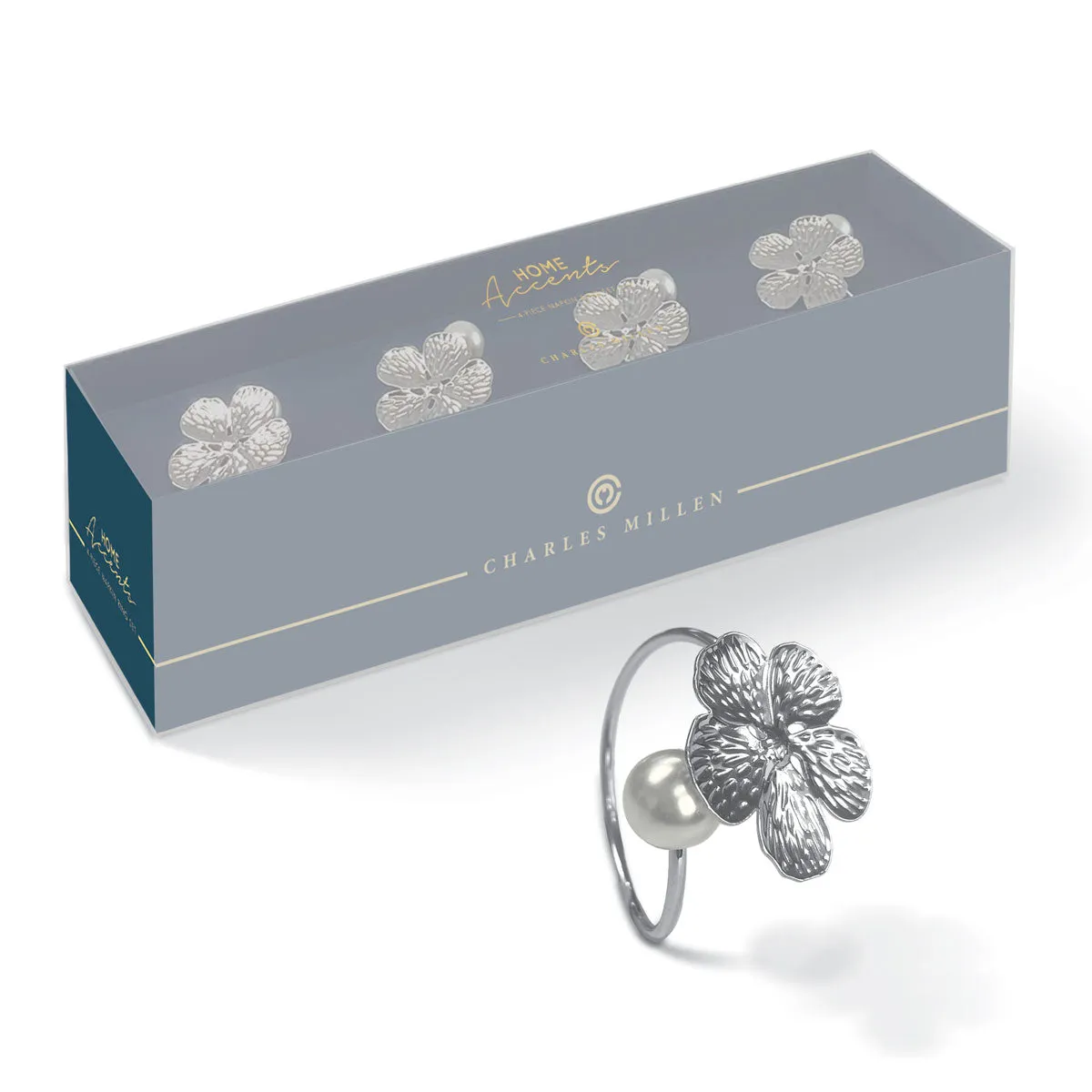Charles Millen Signature Home Accents Collection Napkin Ring 4 Piece Set, Julia