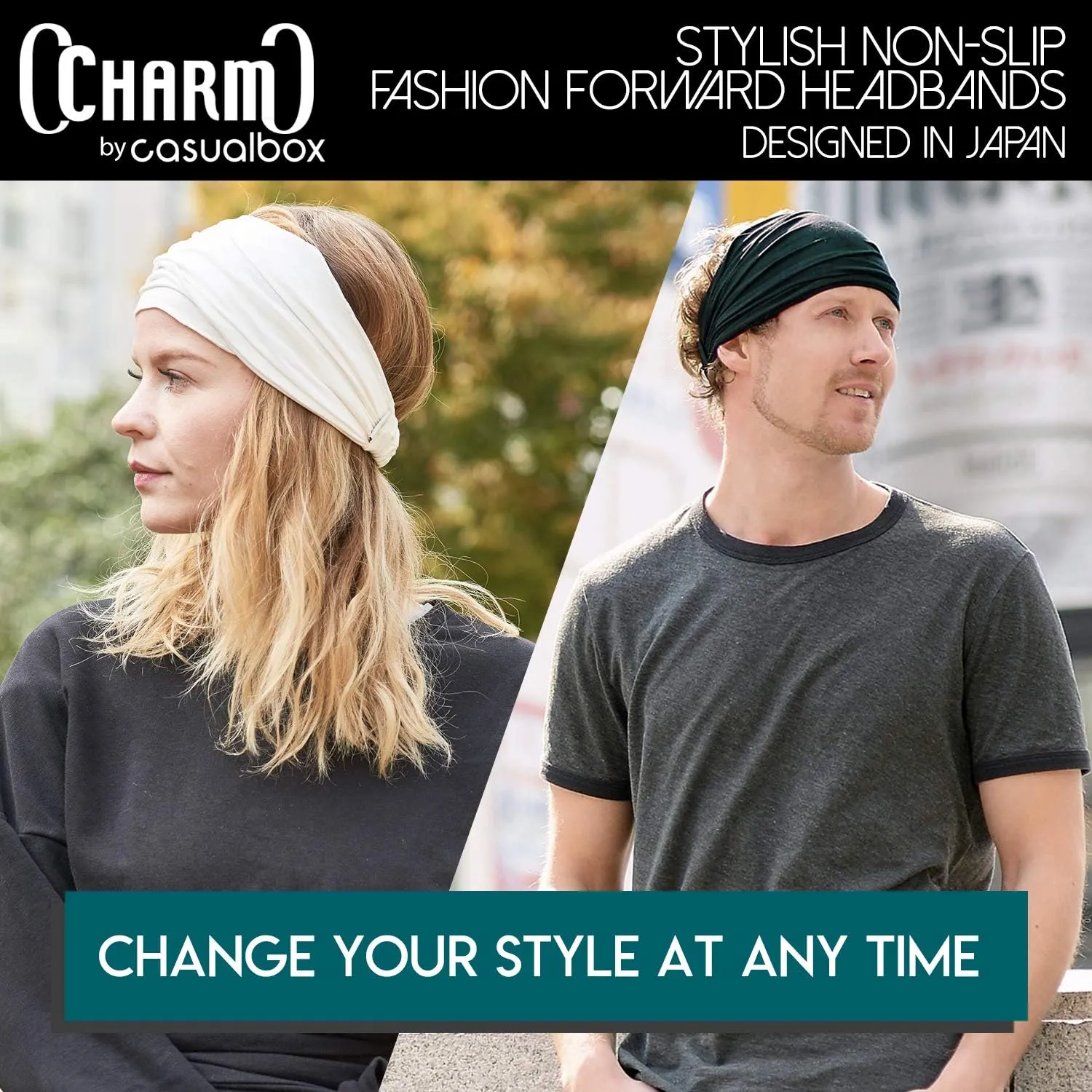 CHARM Headband Bandana Japanese Style - Mens Head Wrap Womens Hair Band by Casualbox