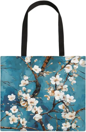 Cherry Blossom Cherries Canvas Tote Bag for Women Men Stylish Tote Handbag Shoulder Bag Reusable Grocery Bag