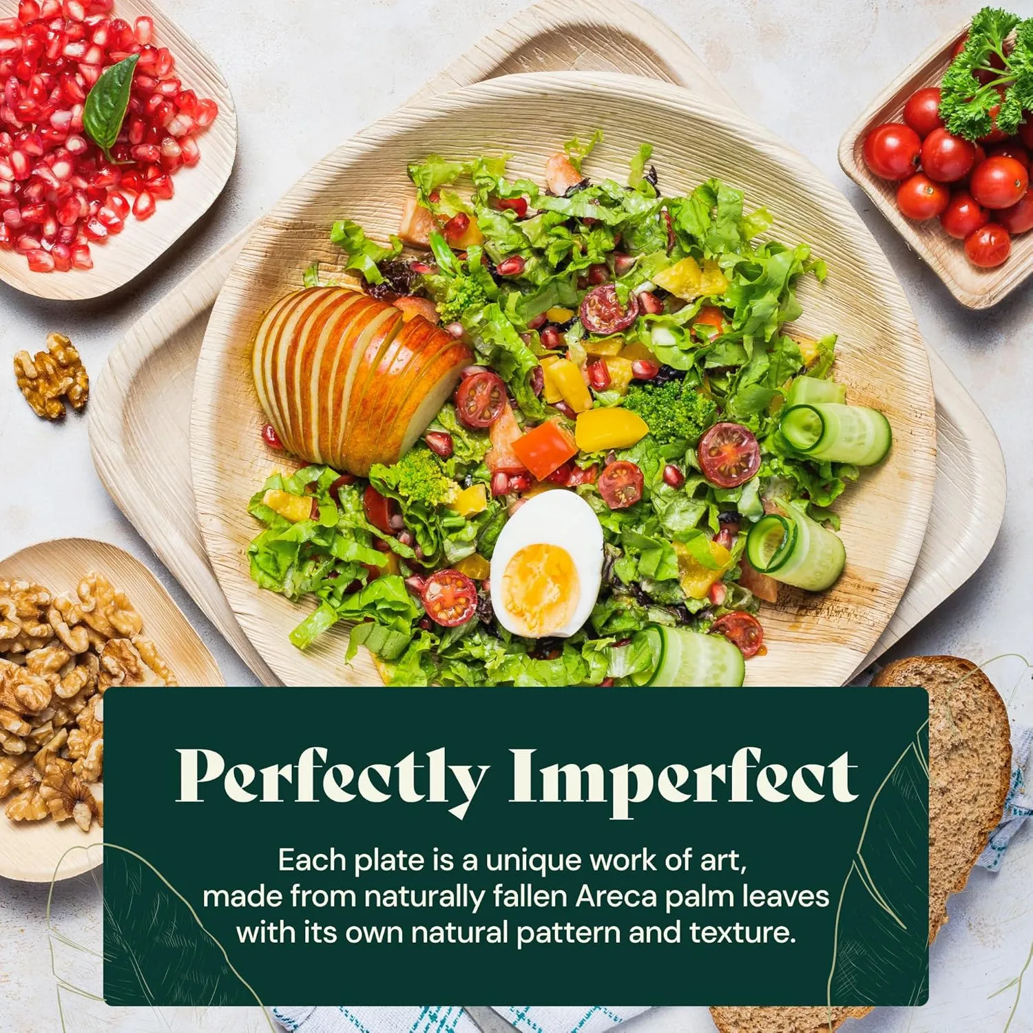 Chic Leaf Palm Leaf Disposable Bamboo Plates - Palm Leaf Plates for Weddings & Event Appetizers - Biodegradable & Compostable - Party Supplies (7", 50 Pack)
