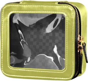 CHIFIGNO Mustard Cosmetic Pouch, Clear Cosmetic Bag, Travel Makeup Pouch for Women, Make Up Travel Bag Organizer