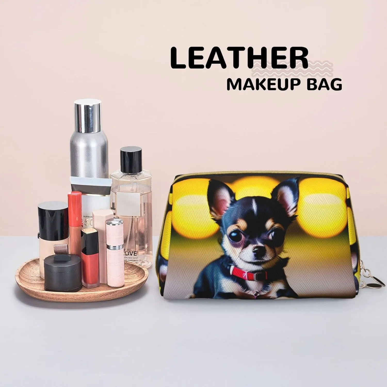 Chihuahua Dog Toiletry Pouch, Travel-Friendly Makeup Organizer For Makeup Brushes, Lipsticks