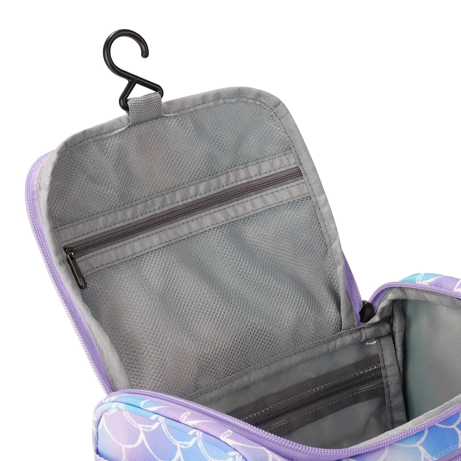 Choco Mocha Kids Mermaid Toiletry Bag for Girls, Travel Waterproof Hanging Toiletry Bag for Girls, Purple