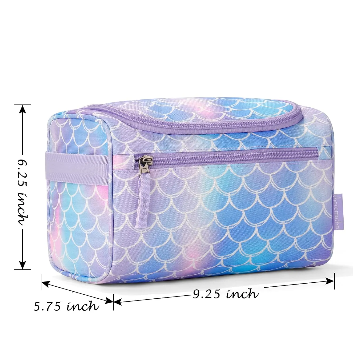 Choco Mocha Kids Mermaid Toiletry Bag for Girls, Travel Waterproof Hanging Toiletry Bag for Girls, Purple