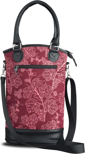 Chris's Stuff Wine Carrier Bag | 2 Bottles Padded Tote with Adjustable Shoulder Straps & Handle | Leak Proof Wine Purse | Wine Tasting, Party, Dinner, Great Christmas Day Gift for Wine Lover - Red