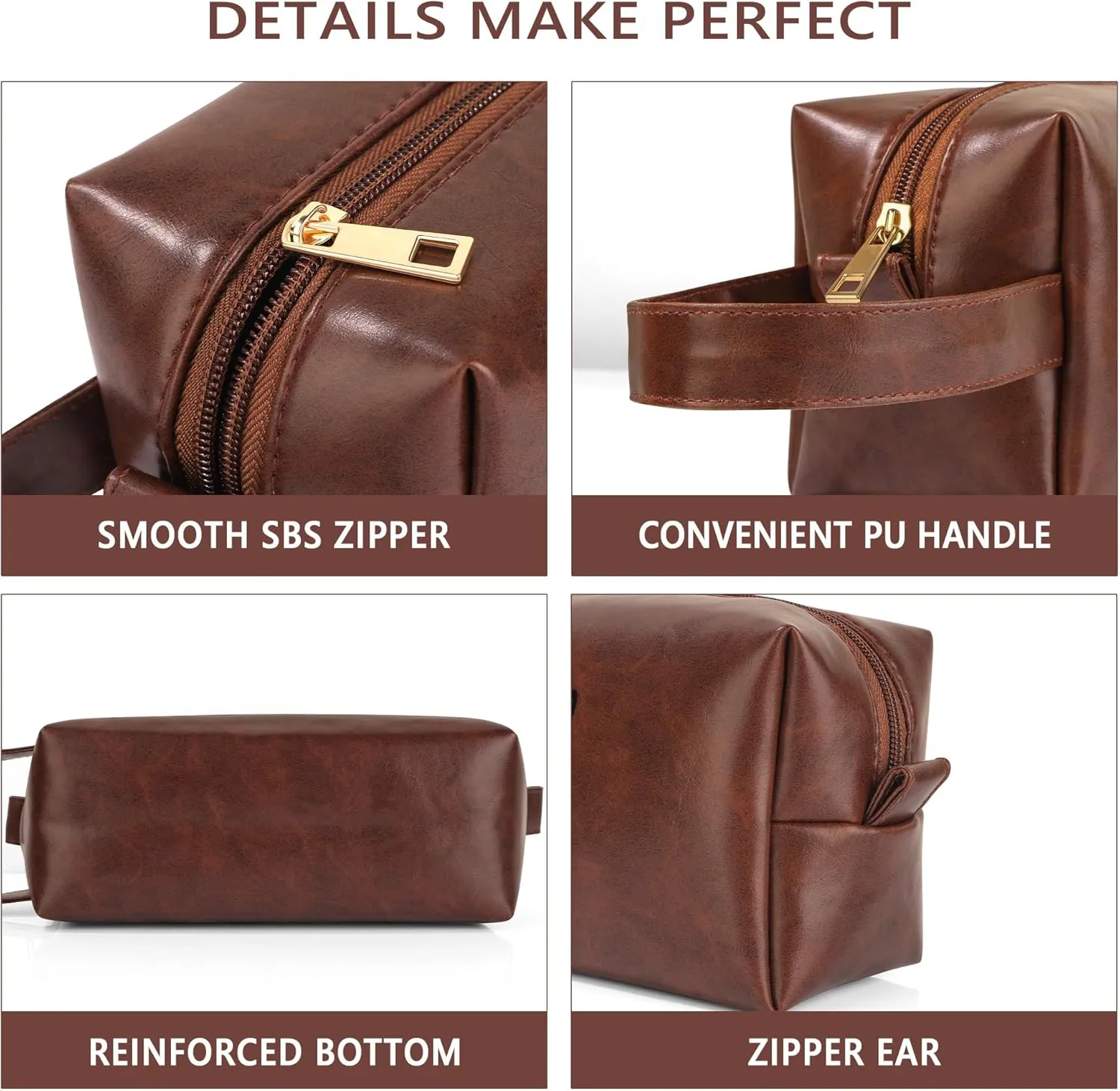 Christmas Valentines Fathers Day Birthday Gifts for Husband from Wife, Best Husband Ever Gifts Waterproof Leather Toiletry Bag for Men