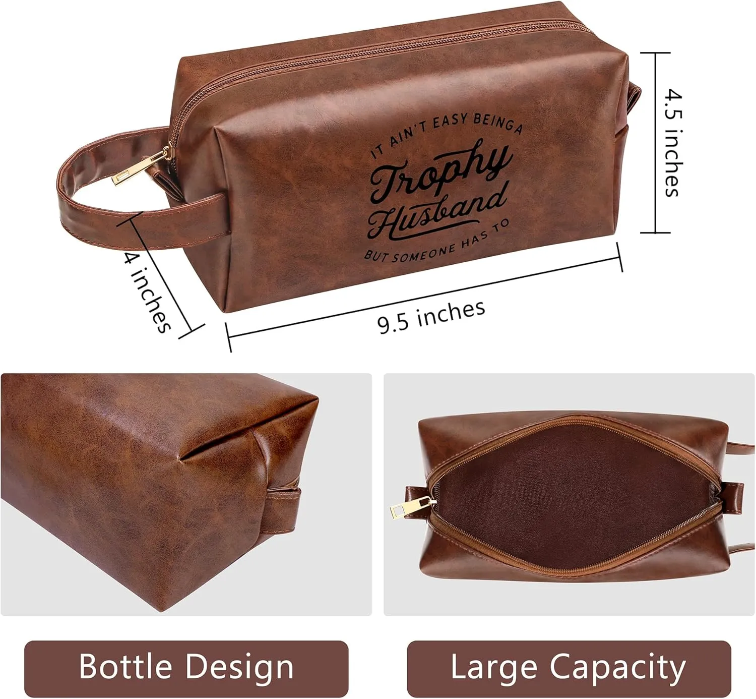 Christmas Valentines Fathers Day Birthday Gifts for Husband from Wife, Best Husband Ever Gifts Waterproof Leather Toiletry Bag for Men