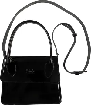 Chula, Rectangular Bag with Hanger, Female Purse with Detachable Shoulder Strap, Evening Bag, Handbag for Women, Full Grain Leather, Handmade, Obsidian