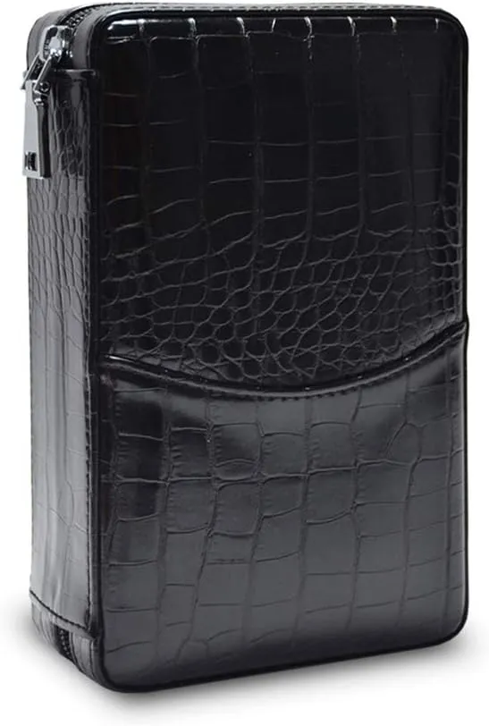 Cigar Humidor Leather Travel Case Built-in Removable Cedar Tray with Multifunction Bag
