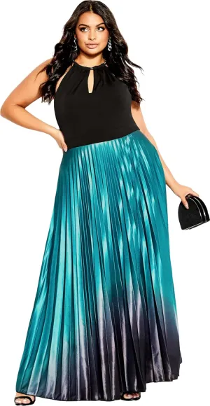 City Chic Women's Dress-Pleated Ombre Maxi