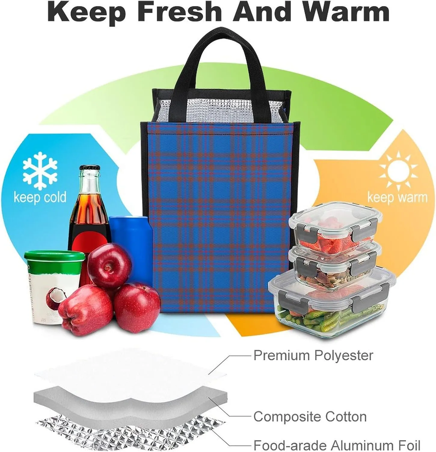 Clan Elliot Tartan Chiffon Portable Large Capacity Folding Insulation Bag Unisex