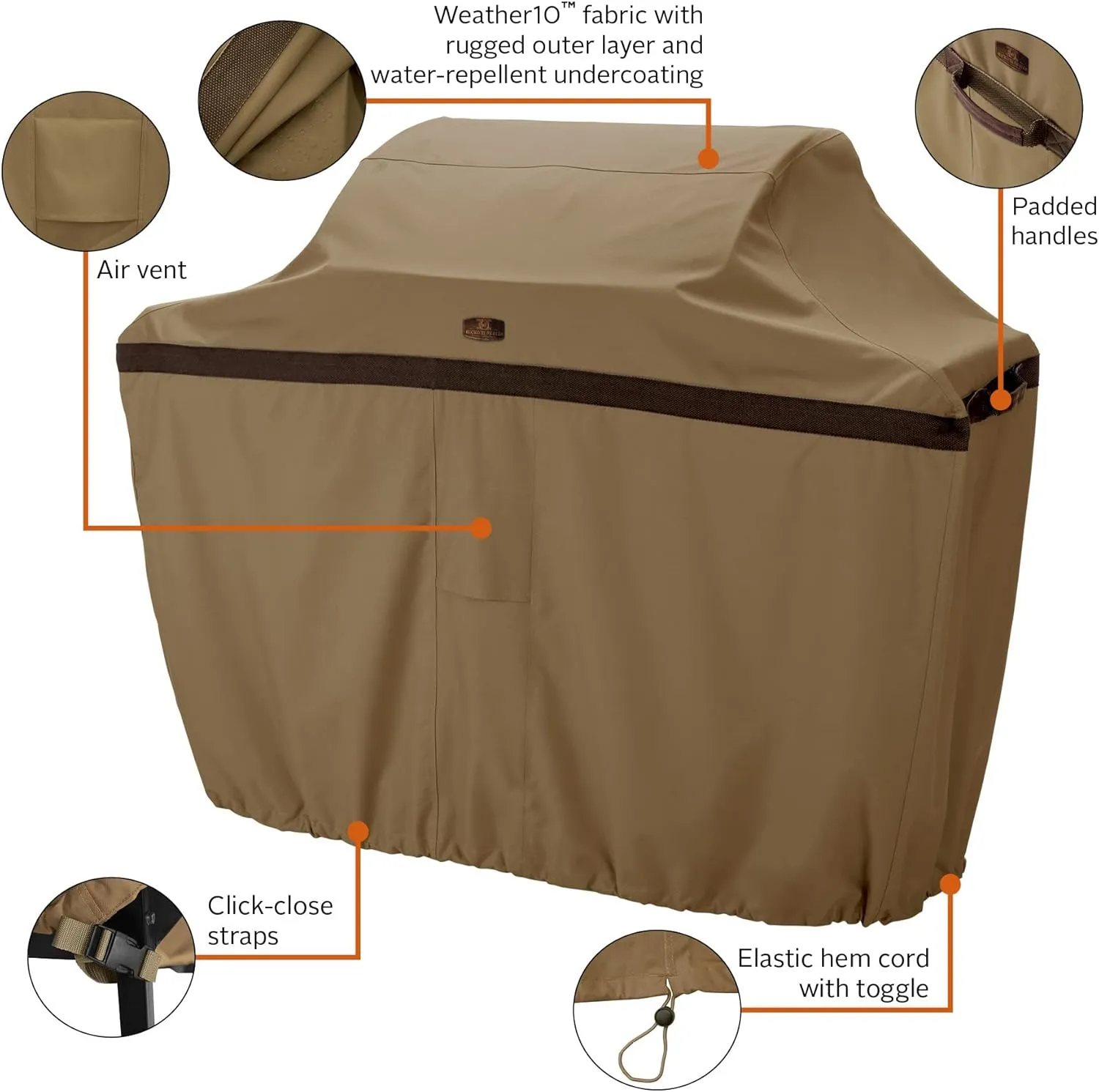 Classic Accessories Hickory Water-Resistant 58 Inch BBQ Grill Cover
