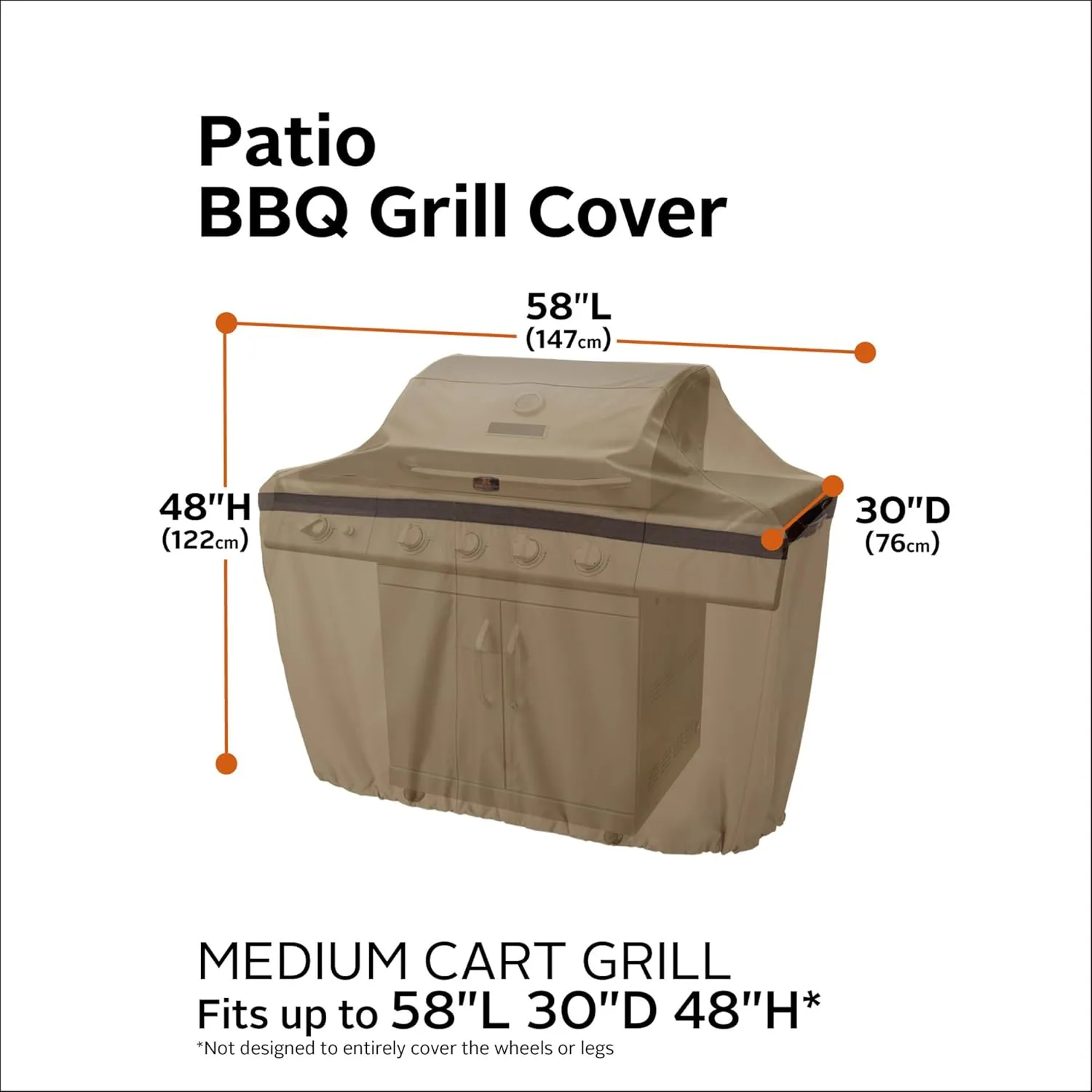 Classic Accessories Hickory Water-Resistant 58 Inch BBQ Grill Cover