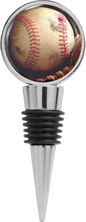 Classic Antique Vintage Used Baseball In Leather Glove Wine Stopper