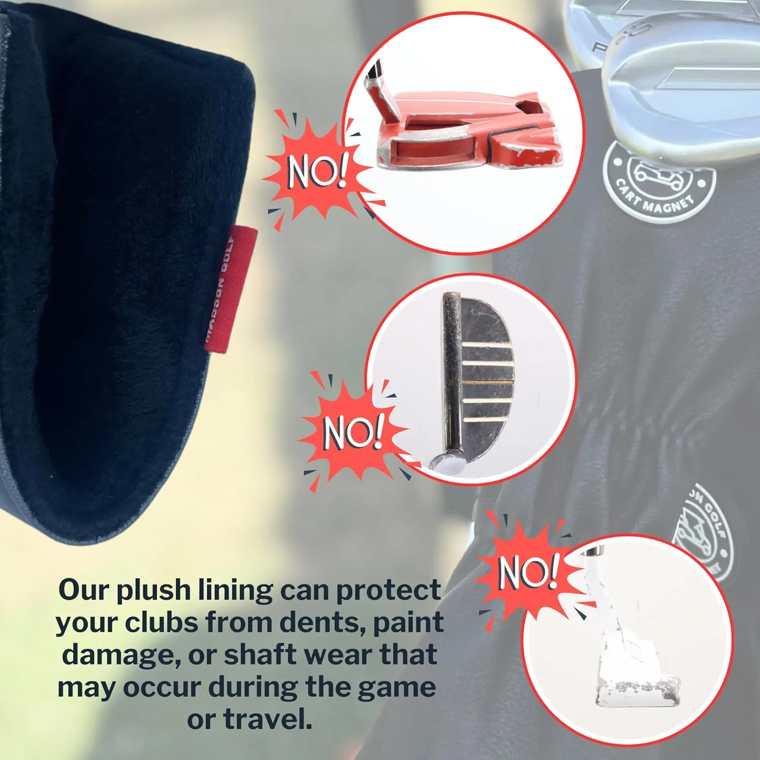 Classic Blade and Mallet Putter Headcovers with Madson Golf Cart Magnet for Secure Positioning and Quick Access, Protective PU Leather Head Covers, Magnetic Golf Accessories