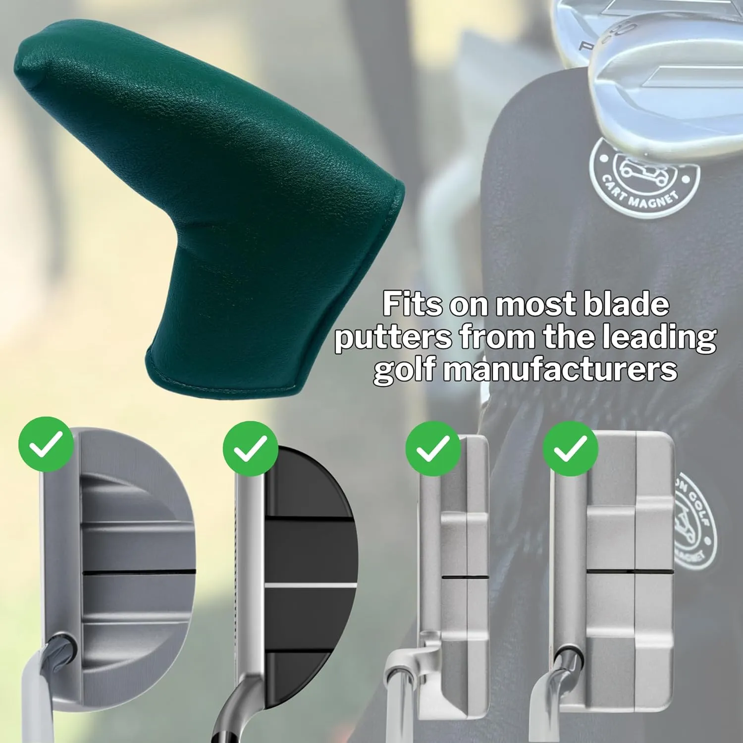 Classic Blade and Mallet Putter Headcovers with Madson Golf Cart Magnet for Secure Positioning and Quick Access, Protective PU Leather Head Covers, Magnetic Golf Accessories