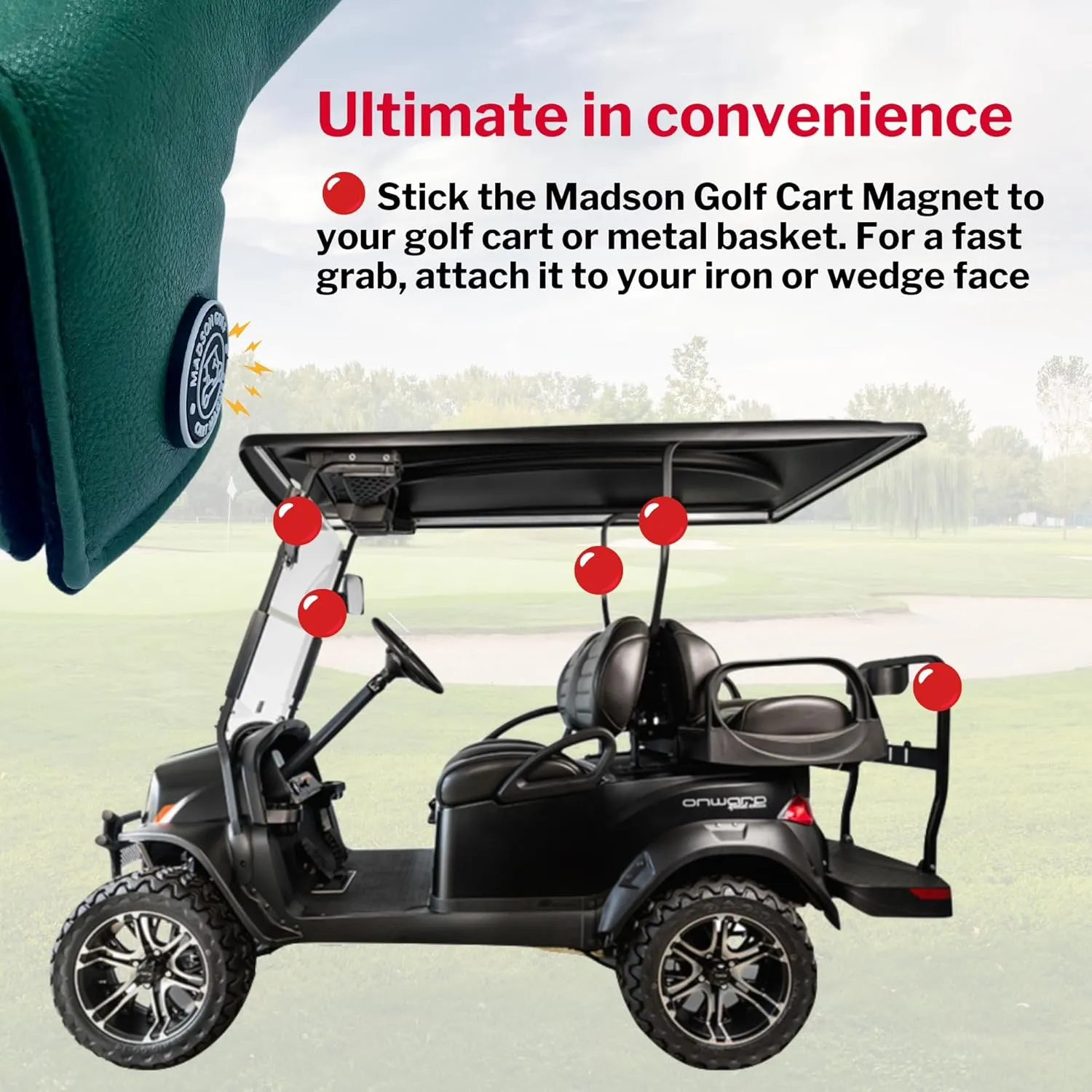 Classic Blade and Mallet Putter Headcovers with Madson Golf Cart Magnet for Secure Positioning and Quick Access, Protective PU Leather Head Covers, Magnetic Golf Accessories