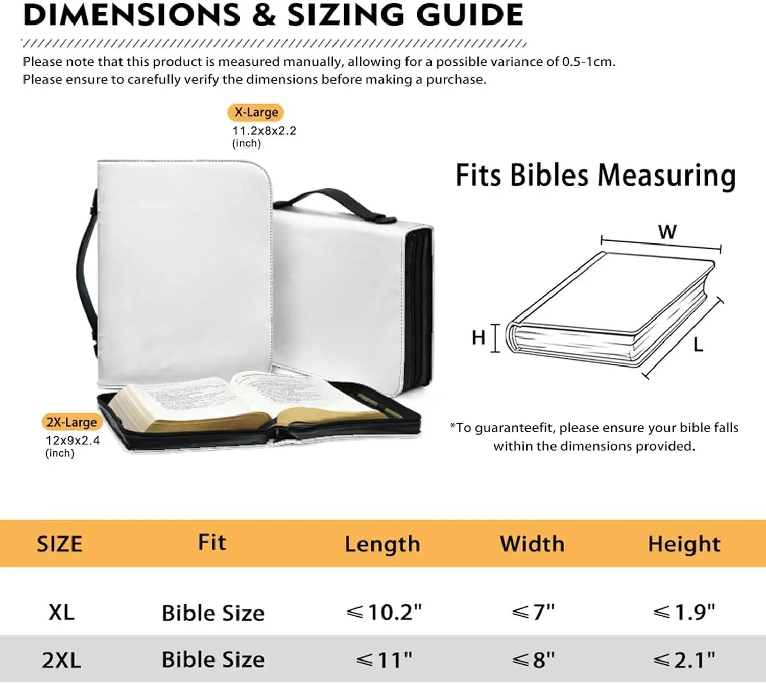 Classic PU Leather Bible Cover for Women Inspirational Bible Verse Design Bible Case with Handle Zip Around Church Bag Tote XL Size