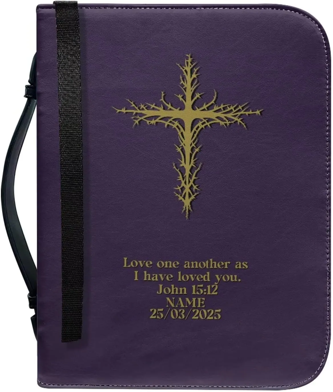 Classic PU Leather Bible Cover for Women Inspirational Bible Verse Design Bible Case with Handle Zip Around Church Bag Tote XL Size