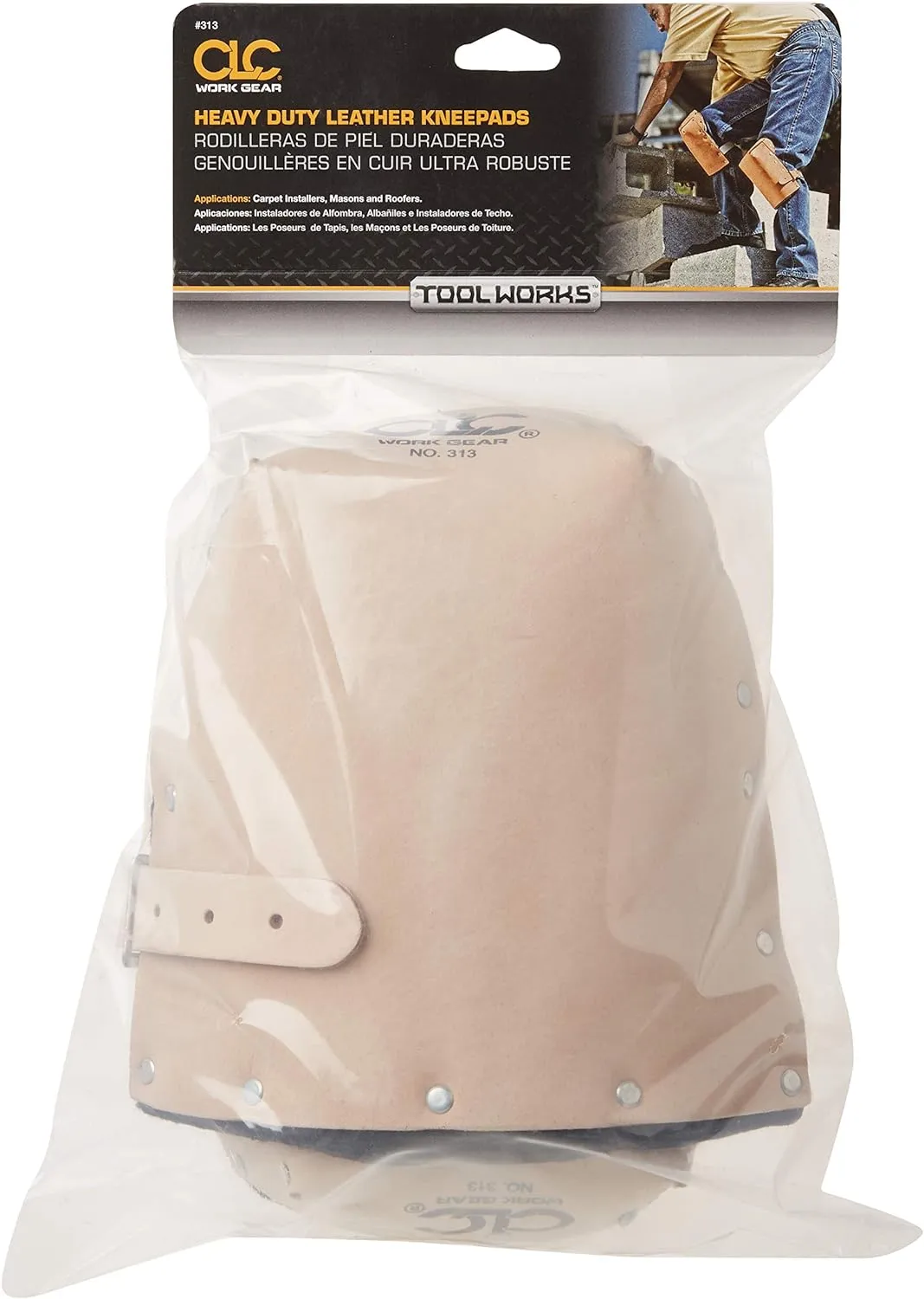 CLC Custom Leathercraft 313 Heavy Duty Leather Kneepads, Double Thick Lining, Tan