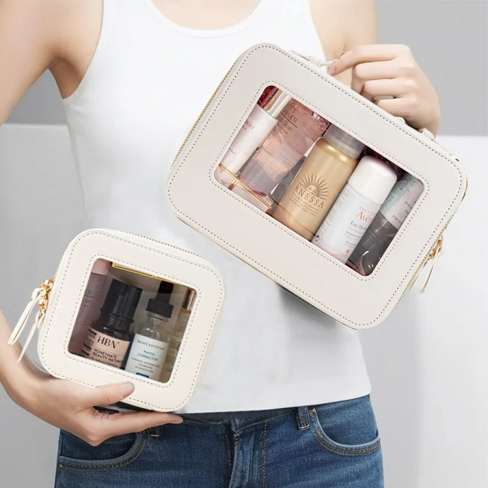 Clear Makeup Bag, Small Makeup Bag TSA Approved Toiletry Bag Cosmetic Travel Bag Cute Makeup Bag Organizer Makeup Case Pouch Car Essentials for Women Men