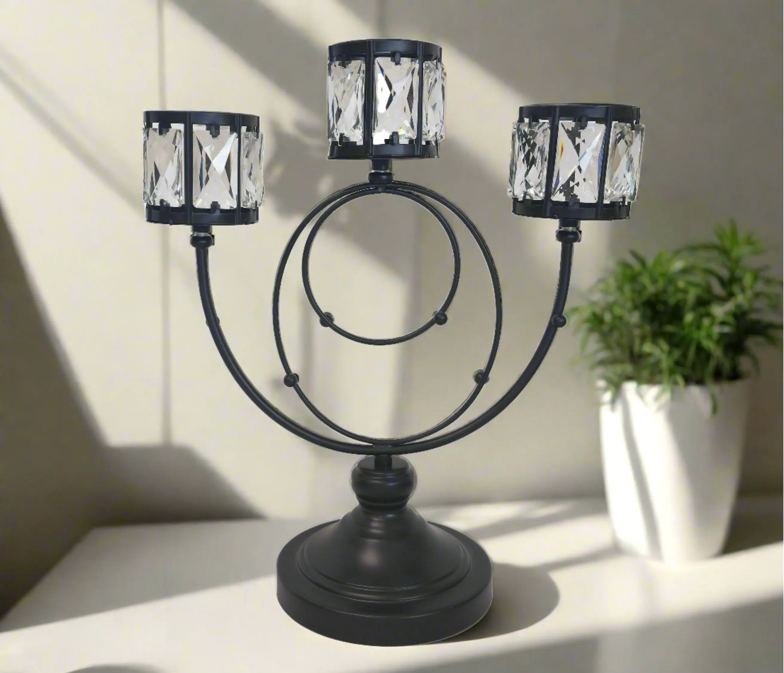 CLEARANCE - Trio Crystal Candle Holder - 3 Colours Available
