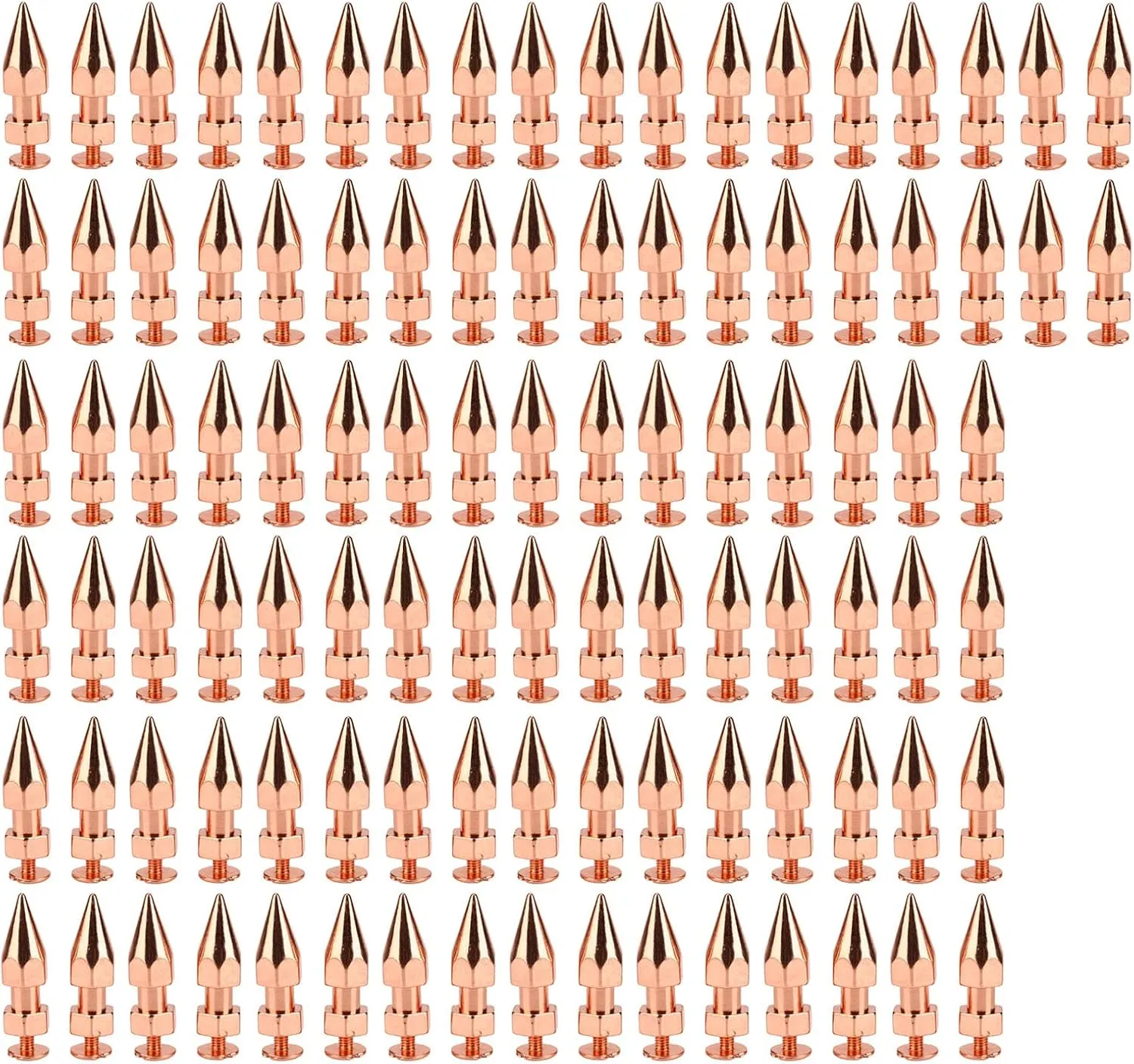 Clothing Spikes, Punk Rose Gold Metal Plating Spikes and Studs, 100 Sets Hardness Brass Studs with Clear Thread for Shoes Belts Jackets, DIY Accessories for Fashion Enthusiasts (8 * 26mm)
