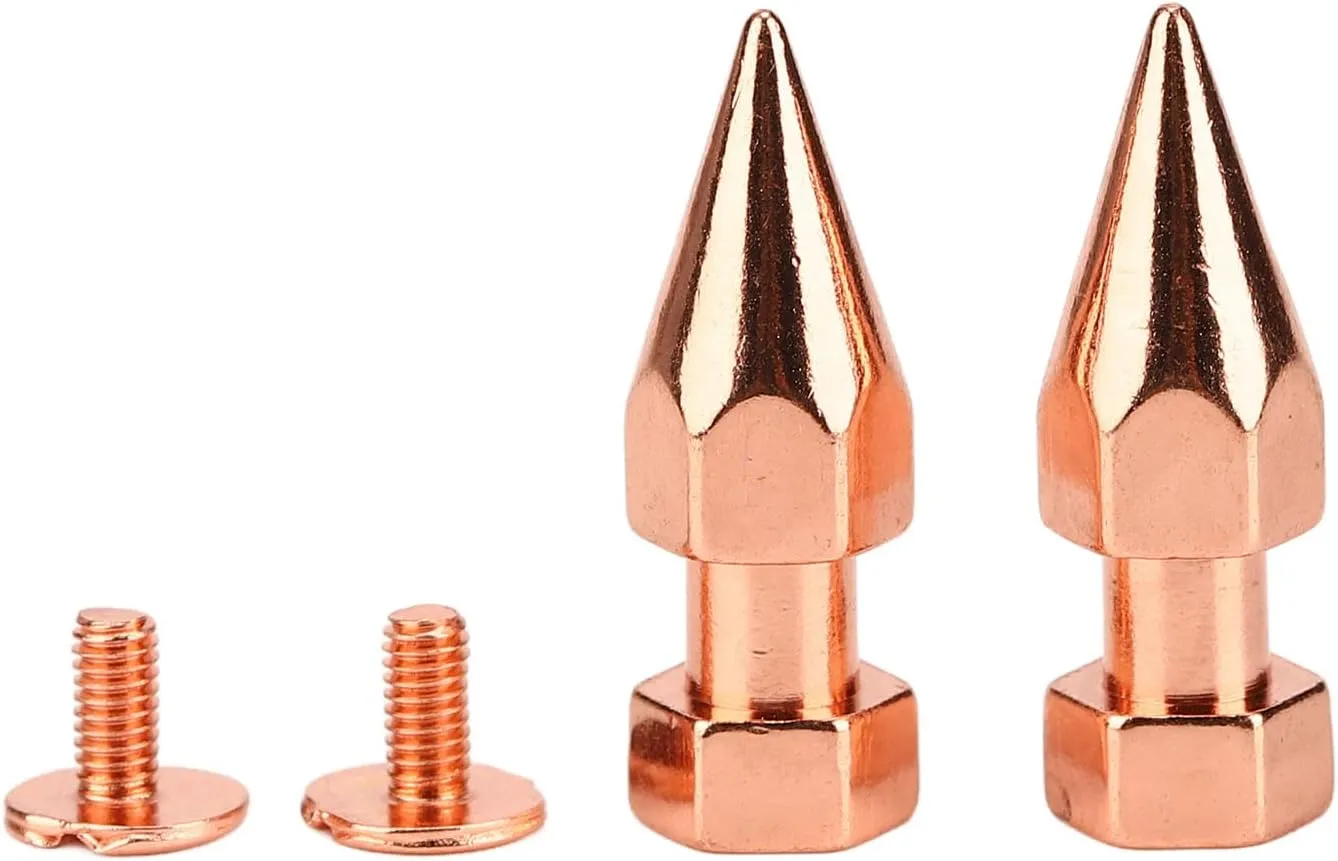 Clothing Spikes, Punk Rose Gold Metal Plating Spikes and Studs, 100 Sets Hardness Brass Studs with Clear Thread for Shoes Belts Jackets, DIY Accessories for Fashion Enthusiasts (8 * 26mm)