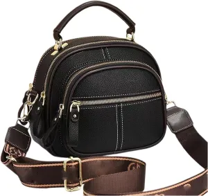 Coefficienta Classic Multifunctional Compartments Adjustable Wide Shoulder Strap Leather Bag, Coefficienta Bag for Women