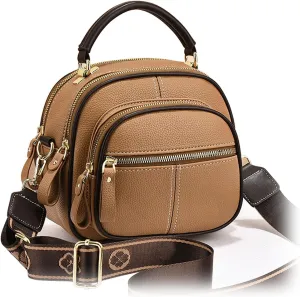 Coefficienta Classic Multifunctional Compartments Adjustable Wide Shoulder Strap Leather Bag, Coefficienta Bag for Women