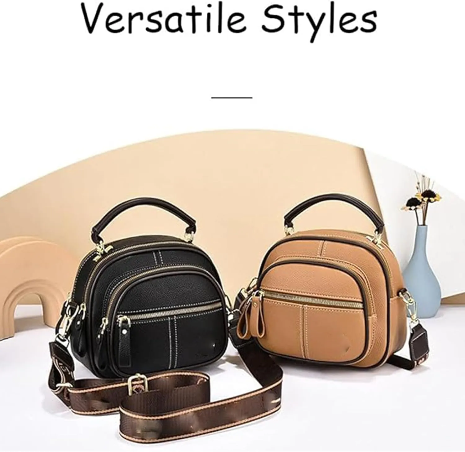 Coefficienta Classic Multifunctional Compartments Adjustable Wide Shoulder Strap Leather Bag, Coefficienta Bag for Women