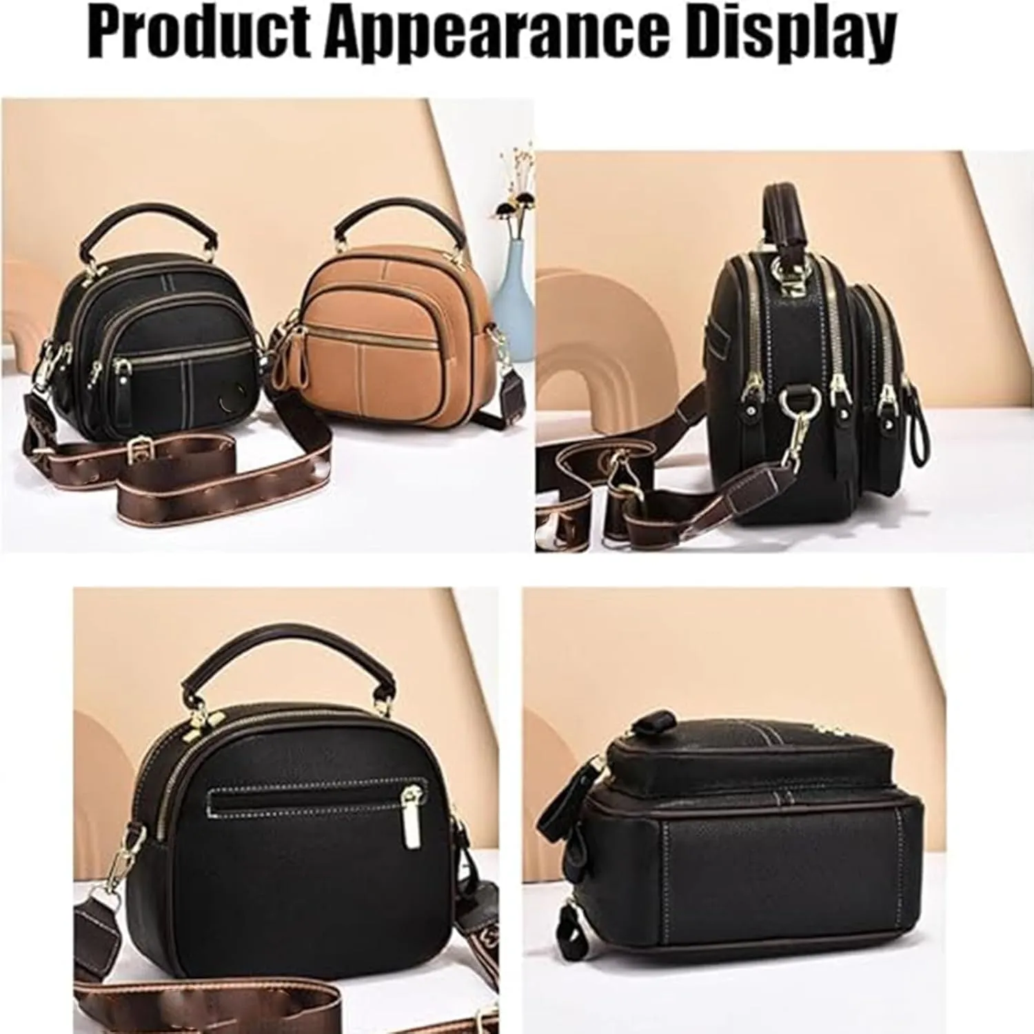 Coefficienta Classic Multifunctional Compartments Adjustable Wide Shoulder Strap Leather Bag, Coefficienta Bag for Women