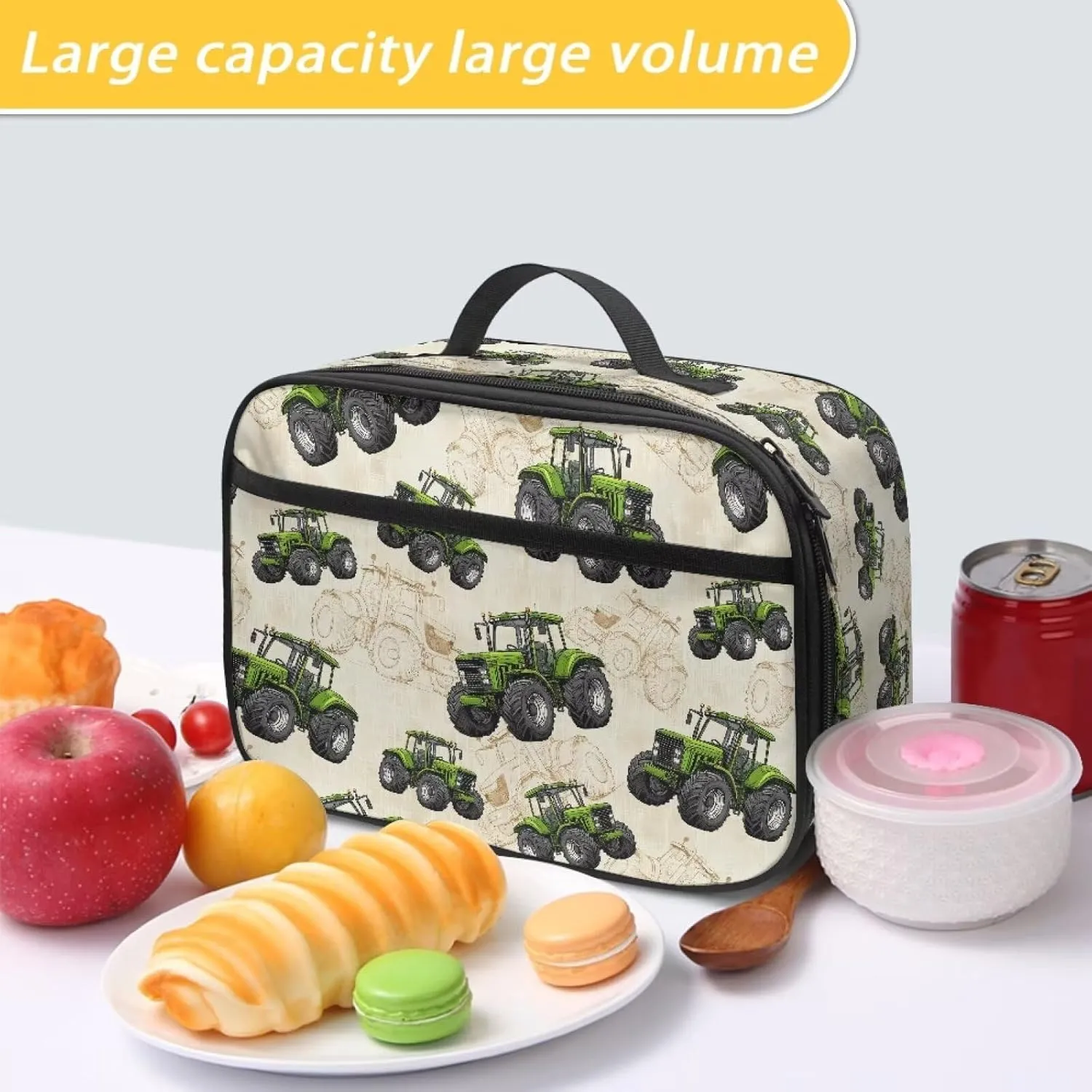 COEQINE Trucks Lunch Box for Boys School Lunch Box Ice Packs Reusable Insulated Lunch Bag For Kids Teen Middle School Elementary Pre School Handbag Keep Food Warm or Cold