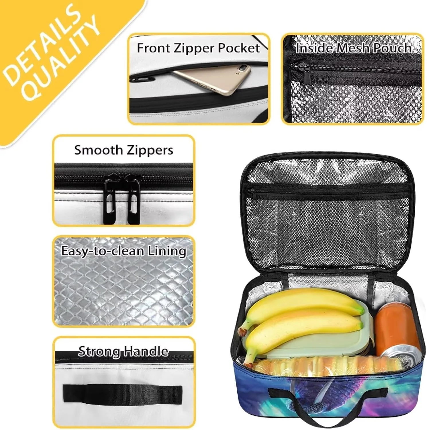 COEQINE Walrus School Lunch Box for Men Boys Elementary Pre School Handbag with Handles Travel Lunchbox Boys 8-12 Insulated Reusable Men Lunch Bag for Work Back to School Gifts